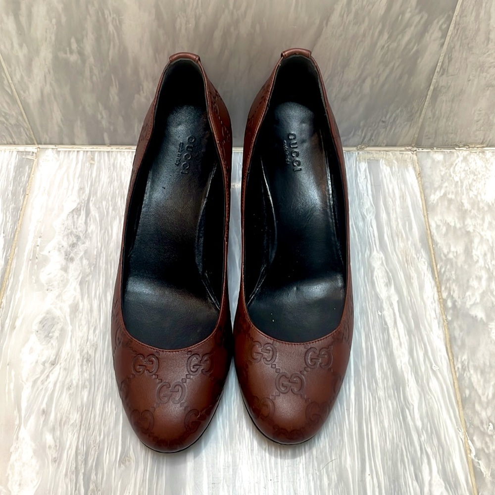 Guccissima Monogram Brown Wedge Heels